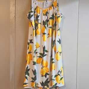 Lemon Print Sleeveless Sundress - Size XXL